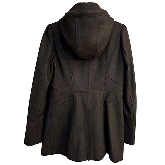 Guess Wool Blend Peacoat w/ Hidden Full Zip, Toggle & Patent Trim, M, Black - Picture 3 of 7